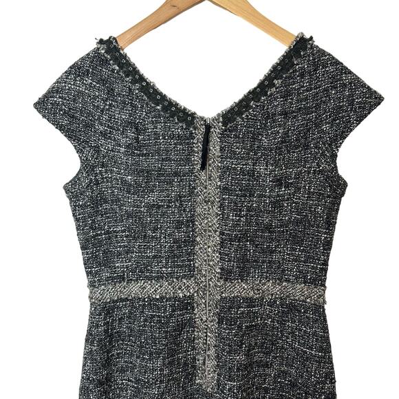 Rebecca Taylor Sequin Boucle Dress Womens Size 12 Wool Sleeveless Back Zip Gray - Picture 7 of 10